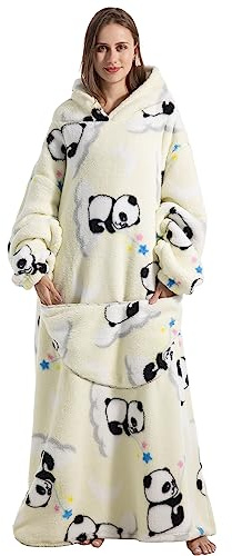 Lange Hoodie Decke für Damen Herren, Tragbare Decke mit Ärmeln und Kapuze, Erwachsene Oversized XXL Riesen Übergroßer Warm Deckenpullover