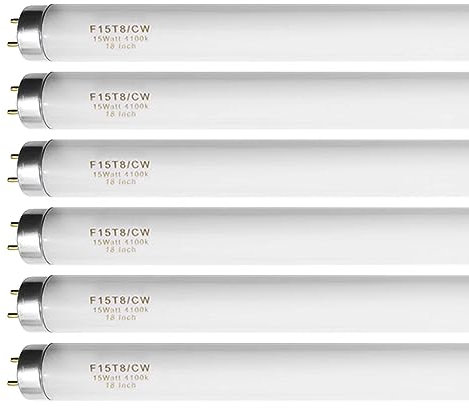 6 Pack 18 Inch F15T8/CW T8 15W Fluorescent Light Bulb Cool White for Philips GE F15T8/SP41 Replacement Bulb G13 Base