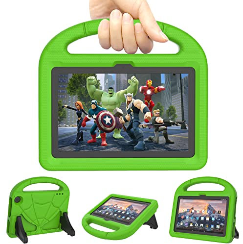 All-New 7 Tablet Case for Kids(12th Generation,2022 Release)-Kricsertg Lightweight Shockproof Case with Stand Handle for 7 Inch Tablet,Incompatible with iPad Samsung Tablet-Green