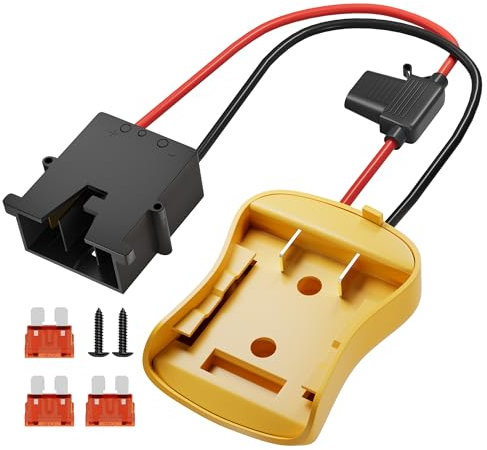 20V Battery Adapter for Dewalt Power Wheel Battery Adapter with Wire Harness Connector 12 AWG Wire 3 Replaceable Fuses for Riding Toys