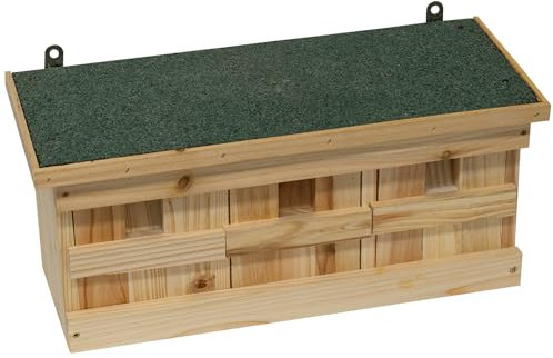 Woodside Wooden Garden Nesting Wild Bird Box for Small Birds, Sparrow Colony Terrace with Weather Protected Roof, 3 Nesting Chambers, Easy Wall Mount