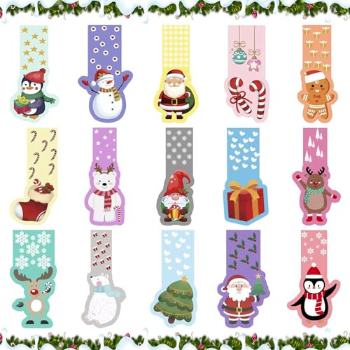 Segnalibri Natalizi, 30 Pezzi Set di Segnalibri Magnetici, Carino Segnalibro Bambini, Magnetico Lettura Segnalibri Clip Regalini Natale per Bambini Studenti Lettura Ufficio Cancelleria (A)