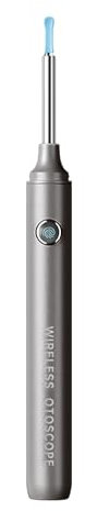 AOPICK Ohrenschmalz Entferner Otoskop, 1080P HD WiFi Ohrreiniger Kamera Wasserdicht, 360°-Weitwinkel Otoskop Kamera mit 6 LEDs für iPhone, iPad und Android-Smartphones-Grau
