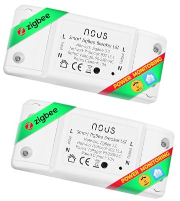 ZigBee schalter Nous L6Z - Alexa lichtschalter unterputz Tuya smart home switch mit zeitschaltuhr, Stromverbrauch Stromzähler, relais 230v Google Home Assistant ZigBee2MQTT - 3.0 Hub erforderlich