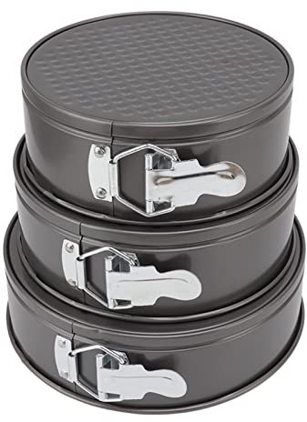 ANKROYU 3 Pezzi Set Tortiere Da Stampo a Cerniera Con Fondo Rimovibile, Tortiere per Cottura Con Rivestimento Antiaderente, Teglia Leakproof Regolabile Con Base Sciolta per Torte Cheesecake(22/24/26)