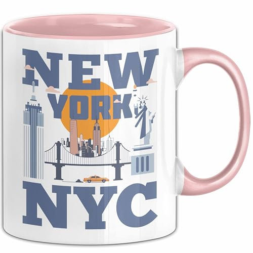 New York City Tasse Geschenk USA Urlaub Reisen Kaffee-Becher (Rosa)