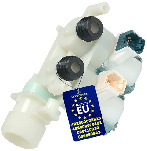 Valvola di Ingresso per Lavatrice con 2 Uscite a 180° ha Codice Originale C00110333 C00093843 per Indesit per Ariston 482000022813 482000070191 per Whirlpool - MADE IN EU - Garanzia 10 Anni – MONTERAL