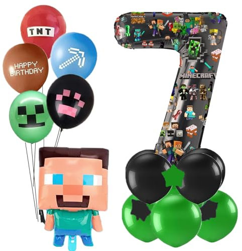 7th Happy Birthday Balloons - 32inch Foil Balloons for Kids' Birthday Party Decorations (Number 7)