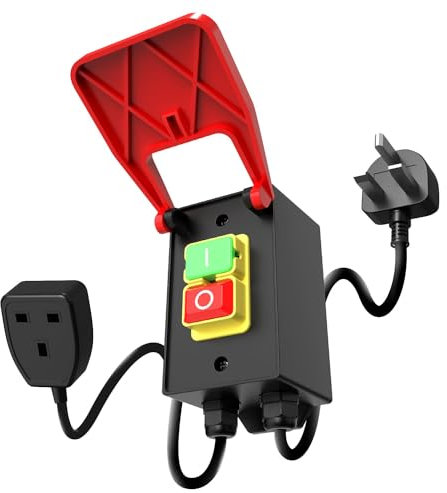 Single Phase On/Off Switch 230V 18A, AIFIZO Emergency Stop Switches Fit for Milling Machines and Other Equipment, Electromagnetic Pressure Switches, Mechanical Switches 230V, 150cm Machine Switch