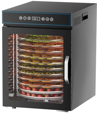 Deidratatore alimentare girevole in acciaio inox 12 strati disidratatore adatto per alimenti, cecina, cibo per cani, erbe aromatiche, verdure, frutta, funzione di temperatura,