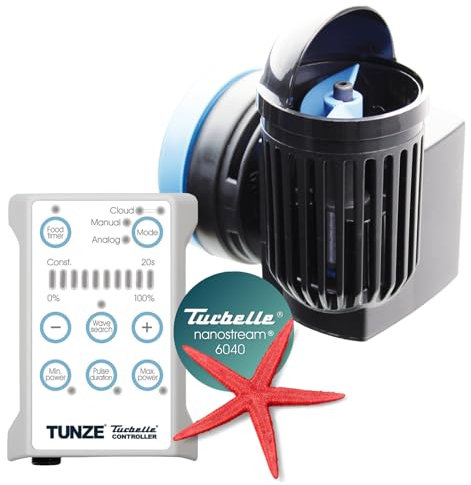 TUNZE Strömungspumpe Turbelle nanostream 6040 I Pumpe mit 200-4.500l/h Strömungsleistung I Propellerpumpe mit Magnet Holder & Silence Klemme bis 15mm Glasstärke I Wasserpumpe für Süßwasser-Aquarium