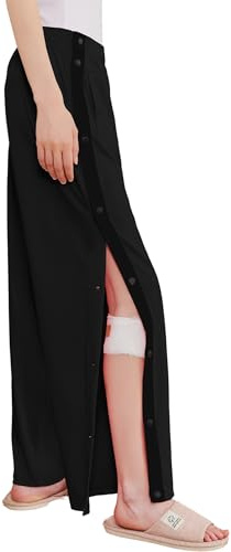 Deyeek Damen-Hose zum Abreißen, seitlicher Schlitz, Druckknopf, offene Unterseite, Jogginghose mit Beinabtrennung, nach Operationen
