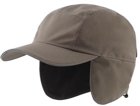 Decentron Men's Water-Resistant Earflap Hat with Reflective Visor Fleece Lined Warm Winter Hat Light Army Green