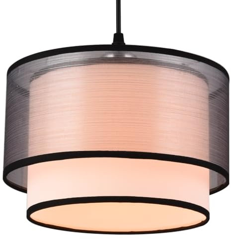 Small Modern Lamp Shades Ceiling, 2 Tier Grey & White Lampshades for Ceiling Lights, Light Shade for Living Room, Bedroom, Kitchen, Hallways, Restaurant & Bar