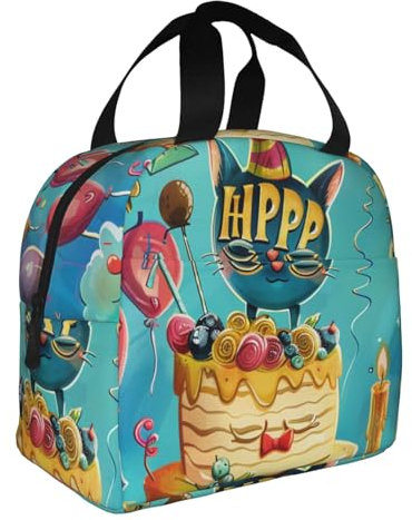 BNVSADC Isolierte Lunchbox-Tasche mit Happy Birthday-Aufdruck, wiederverwendbare coole Lunchtasche für Büro, Schule und Outdoor