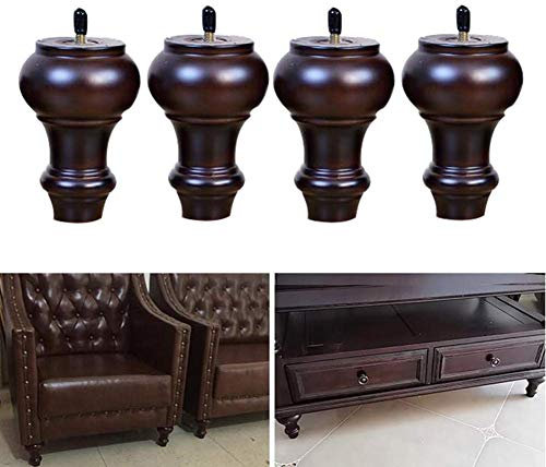 Lot de 4 pieds de meubles vintage en bois de noyer pour table basse, fauteuil, armoire, canapé et coiffeuse - 15 cm