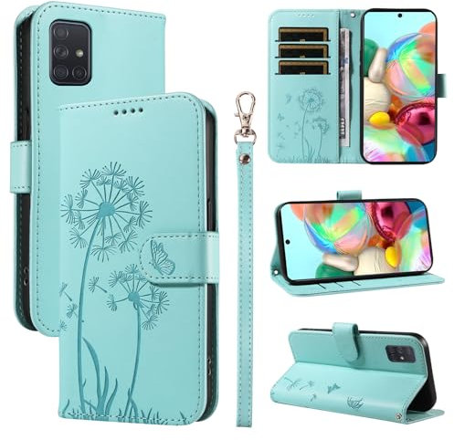 Bravoday Handyhülle für Samsung Galaxy A51 4G Hülle, Premium PU Lederhülle Klappbar Tasche Klapphülle mit Magnet Kartenfach Standfunktion Schutzhülle für Galaxy A51 4G, Grün