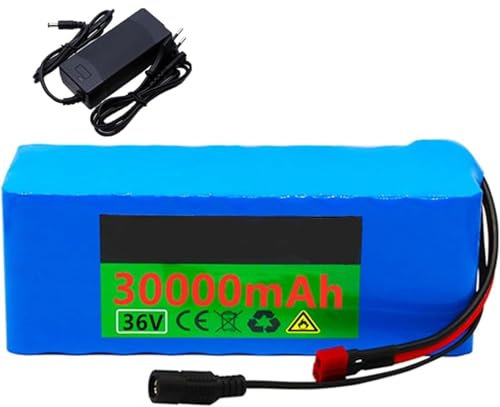 Batteria per Bicicletta elettrica 36V 30Ah Batteria al Litio per Bici elettrica 10S3P con Caricabatterie Batteria al Litio Batteria per Scooter 36V per Motori da 250 W a 1000 W 36V 30Ah,T
