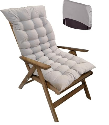 Cojín para tumbona,Cojines para Silla Mecedora,cojines para asiento de silla de jardín extragruesos 8cm con corbata,Cojín para Jardín Patio,Exterior Cojín Reclinable para Tumbona Antideslizante (A)