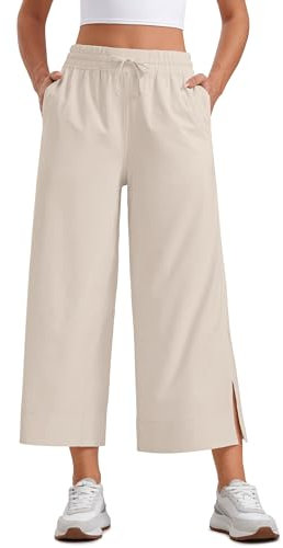 CRZ YOGA Pantaloni Capri Leggeri a Gamba Larga per Le Donne A Vita Alta Sciolto Mojave Tan 44