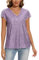 MINTLIMIT Top da donna con paillettes scintillanti camicie maniche ad aletta scollo a V camicetta con paillettes glitterate tunica top sciolto casual festa, P-light Viola, XXL