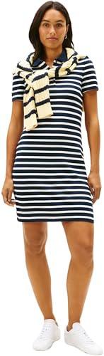 Tommy Hilfiger Damen Polokleid 1985 Pique Slim Fit, Blau (Dark Night Navy/Ecru STP), XL