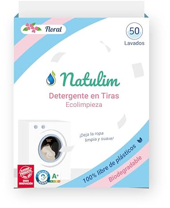 Natulim Waschmittel Blätter - Waschblätter für die Waschmaschine, Waschtücher für 50 Waschgänge - nachhaltige Waschstreifen ohne Plastik biologisch abbaubare Waschpapier Made in EU (Blumiger Duft)