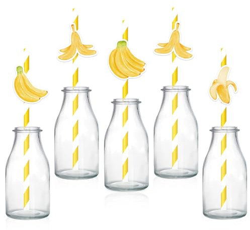 Lot de 50 pailles en papier à rayures pour décorations de fête sur le thème tropical, idéales pour les fêtes prénatales et les fêtes d'anniversaire pour filles et garçons