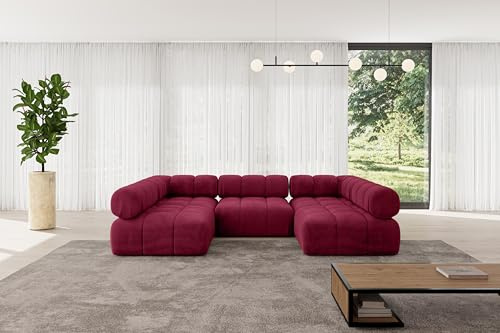 ALTDECOR Modulares Sofa Ecksofa in U-Form Corner modular Sofa Eckcouch Couch Wohnlandschaft Cauchsofa Polstersofa Garvo-U1-285x190x70 cm Bordeauxrot