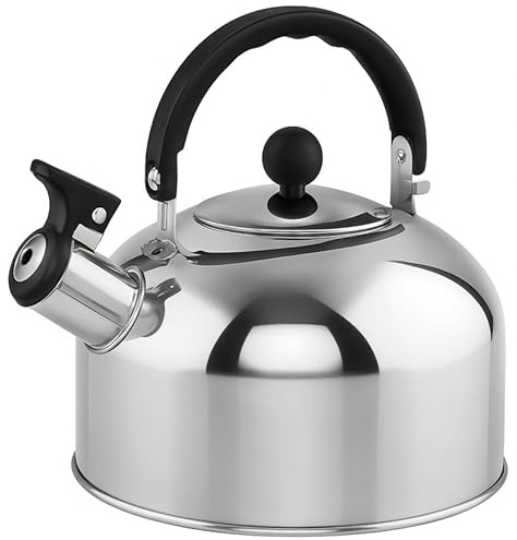 Edelstahl Flötenkessel 2,0L Camping Wasserkessel Pfeifkessel Teekessel Gasherd Gas Induktion Wasserkocher Wohnmobil Campingkocher