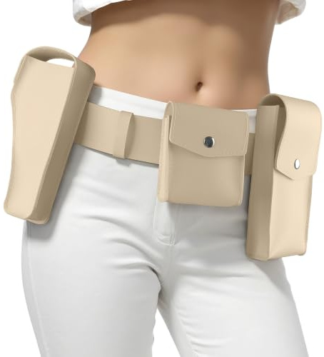 Farochy Verstellbares Damen-Gürtelholster, Kostümgürtel mit Taschen, Cosplay-Gürtel für Damen, Queen-Krieger, Halloween-Kostüm, Elfenbein, Einheitsgröße