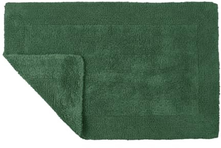 Allure Heavyweight Reversible Bath Mat, 100% Cotton, Super soft, Washable, Large Size 53 x 85cm (Dark Green)