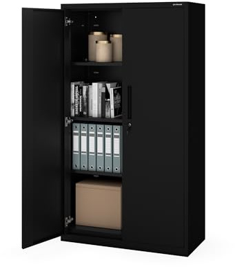 Jan Nowak Aktenschrank Büroschrank Metall mit Sockel, 160x90x40 cm | Dokumentenschrank, Ordnerschrank abschließbar mit verstellbaren Fachböden, stabilem Stahlkorpus, Sockel, Büro und Archiv
