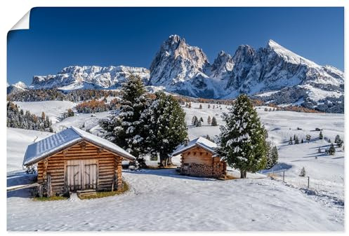 ARTLAND Wanddeko Poster & Kunstdrucke Wandposter 90x60 cm Alpen Landschaft Winter aesthetic Schnee Seiser Alm Südtirol U6BR