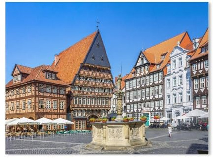 Puzzle 1000 Teile Papier,Der wunderschöne Marktplatz in Hildesheim,Dekompression Der Erwachsenen,Kinderpuzzle Spiele Ab 8 Jahren, Spielzeug Für Mädchen Jungen Teenager(38x26cm)-I25