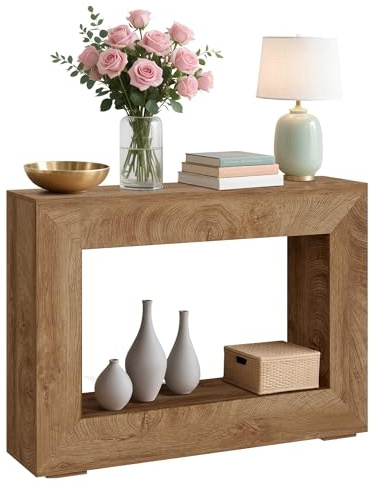 Garvee Table Console 120 cm, Table d'appoint Étroite pour Canapé, Table d'entrée Vintage en Bois avec Étagère Ouvertes pour Couloir Chambre Salon