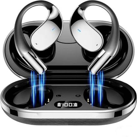 Auriculares Conducción Osea Open Ear Headphones Bluetooth 5.4 Deporte | sin Cables Cascos HiFi estéreo IP55 Impermeable 60H autonomía para Gym y Bici inalámbricos Abiertos Deporte