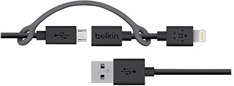 Belkin F8J080bt03-BLK - Cable micro-USB con adaptador Lightning, 90 cm, negro