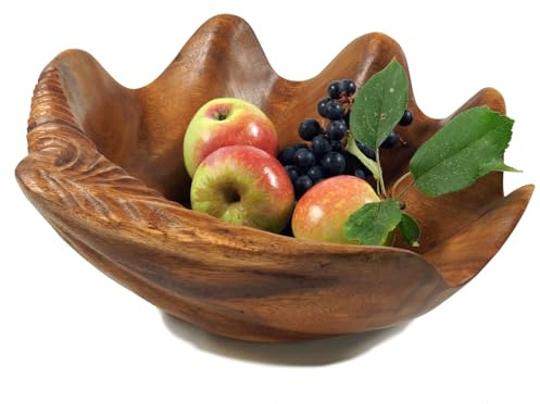 GURU SHOP Obstschale aus Holz, Geschnitzte Obstschale, Holzschale, Holzteller - Muschel 33 cm