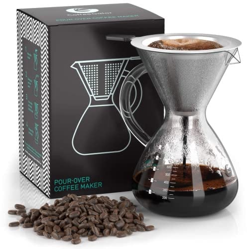 Coffee Gator Cafetera de Goteo Pour Over Manual con Filtro de café Permanente de Acero Inoxidable y Jarra. (800ml)