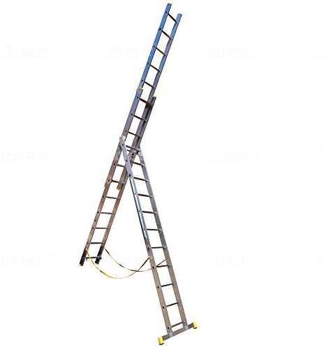 Trade Master Pro® 3-Sektion Treppen-Combi-All-in-One-Verlängerungsleiter, Stufenleiter und freistehende Leitern | Leichtes Aluminium | 150 kg Gewichtsklasse | EN131-zertifiziert | Größe: 3x11