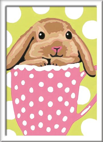 Ravensburger CreArt 29690 - Süßes Schlappoh - Malen nach Zahlen Hase für Kinder ab 7 Jahre, Malset mit Rahmen, Pinsel und Acrylfarben, Geschenk für Mädchen und Jungen