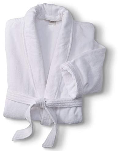 Marriott Terry Velour Bathrobe - Luxury 100% Cotton Hotel Spa Robe - Plush, Absorbent, Machine Washable - Shawl Collar, One Size