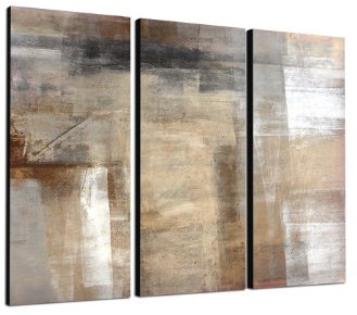 Abstraktes Wandbild beige rötlich 3x40x90cm dreiteiliges Wandbild auf Leinwand und Keilrahmen fertig zum aufhängen - Unsere Bilder auf Leinwand bestechen durch ihre ungewöhnlichen Formate und den extrem detaillierten Druck aus bis zu 100 Megapixel hoch aufgelösten Fotos