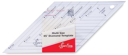 Sew Easy 45° Diamond Template – Quilting & Patchwork Rule for Applique Sewing, Transparent Acrylic Non-Slip