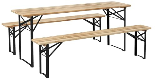 Outsunny 6' Portable Picnic Table and Bench Set, Outdoor Wooden Folding Camping Dining Table Set for Patio Garden Outdoor Activities