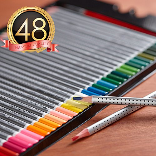 Hero 48 Stück Artist Grade Watercolor Pencil Set in Zinn Case. Pinsel im Lieferumfang enthalten.