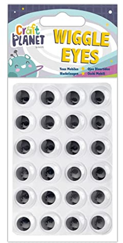 Craft Planet Wiggle Eyes 24 Pieces Round Black & White 15mm, For Crafts, Art & Craft Fun, Crafting Basic Supplies, Embellishments, Eye Stickers, Home, School, Craft Accessories, Decorations