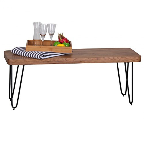 KADIMA Design Bank Massivholz Akazie Sitzbank Balu Esszimmerbank 120 x 40 x 45 cm