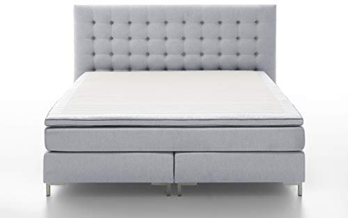 Atlantic Home Collection Boxspringbett ANNI, 140x200 cm, inklusive Topper (Härtegrad H2), hellgrau